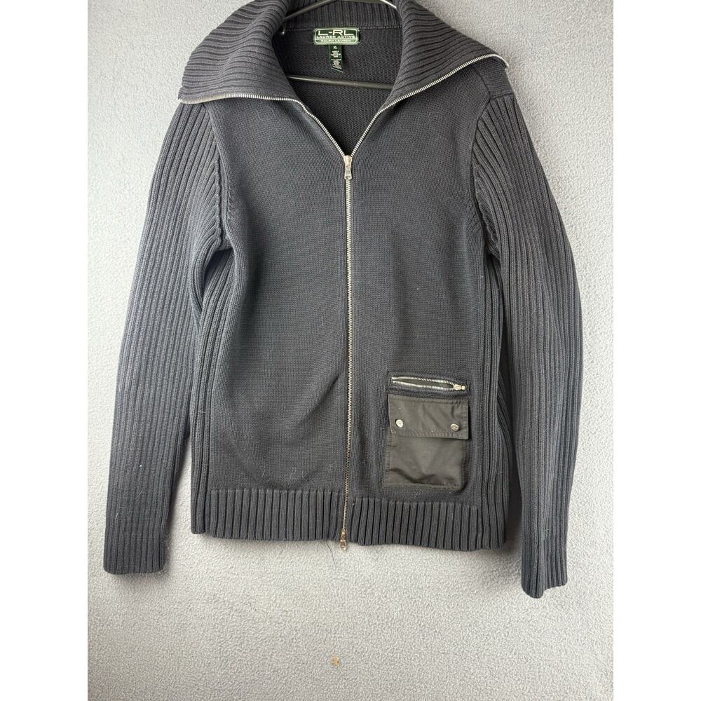 Lauren Ralph Lauren Active Full Zipper Sweater XL Front Pocket Black